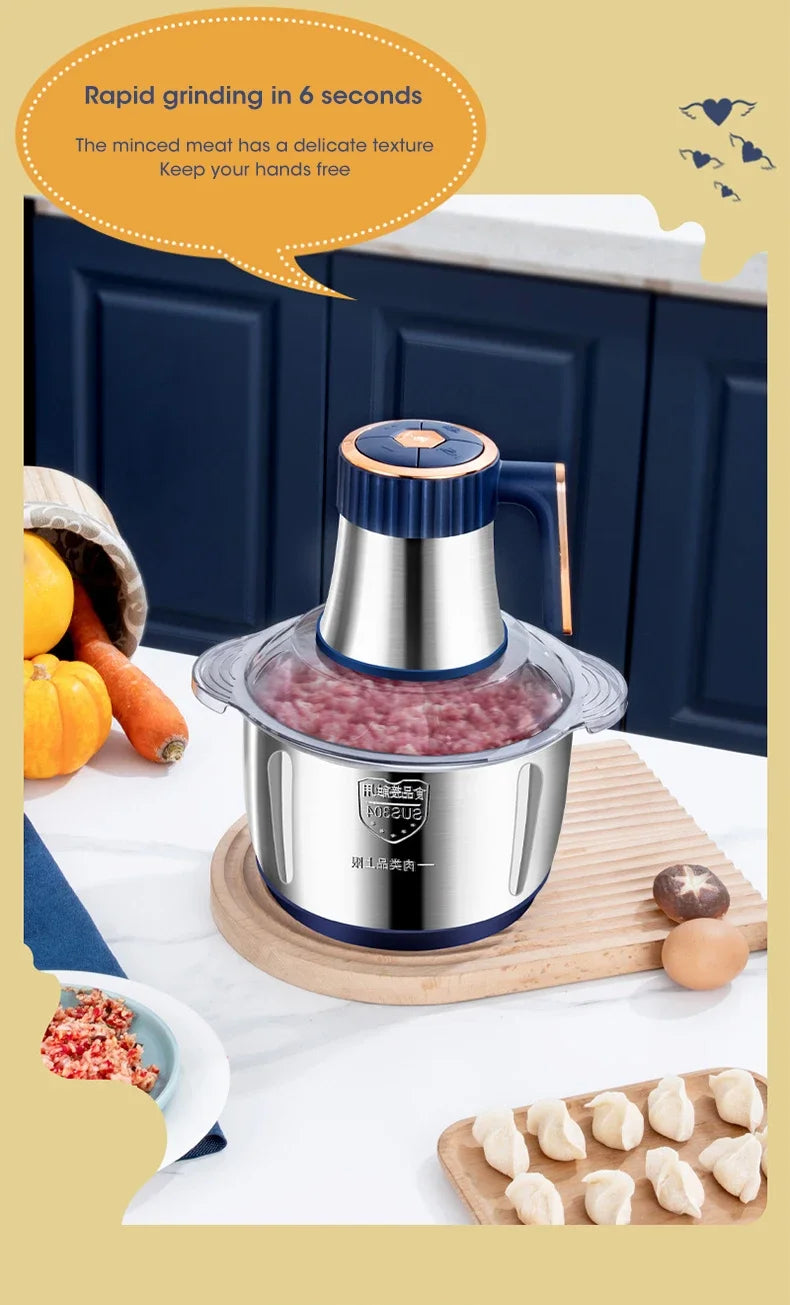Stainless Steel Electric Chopper Meat Grinder Mincer Blenders For Kitchen Food Processor Multifunctional Kitchen Food Shredder