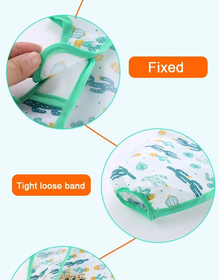 Baby Silicone Cartoon Bib 0-6 Years Soft Bibs Baby Cute Clothing Toddler BPA Free Waterproof Long Sleeve Apron