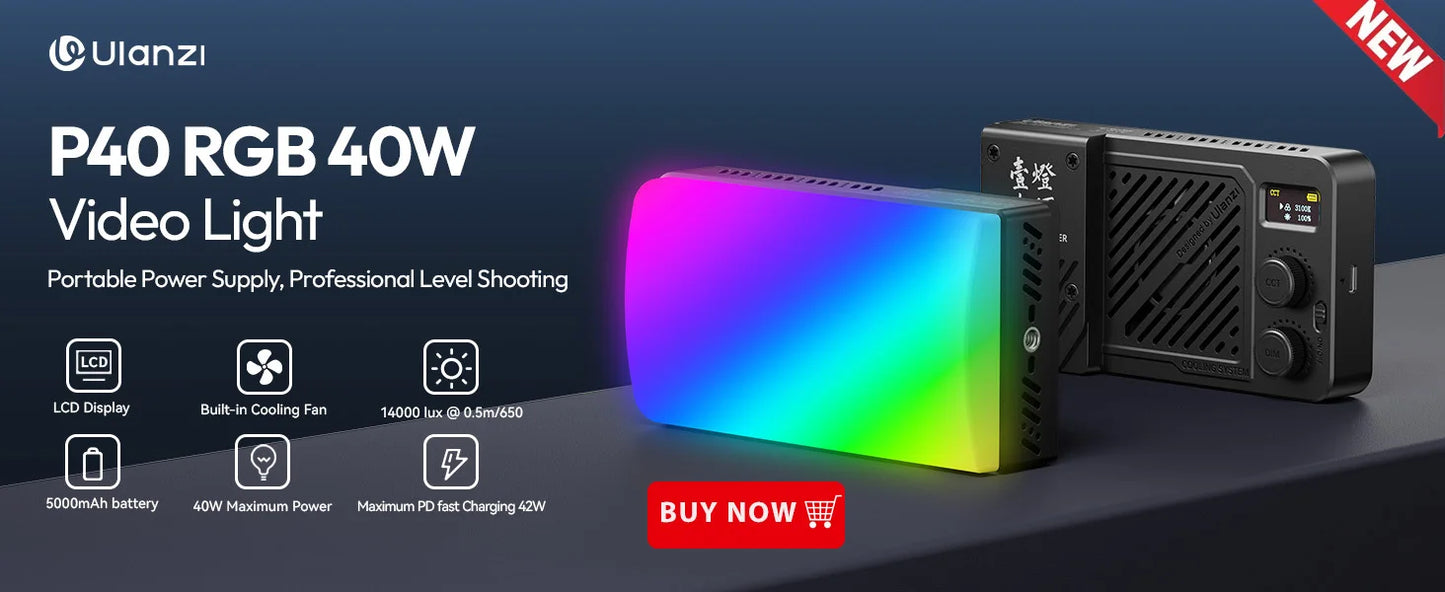 ULANZI PL25 25W LED Panel Light 2700K-6500K CRI 96+Type-C Fast Charging Studio Photography Light for Phone Camera Vlog Shooting