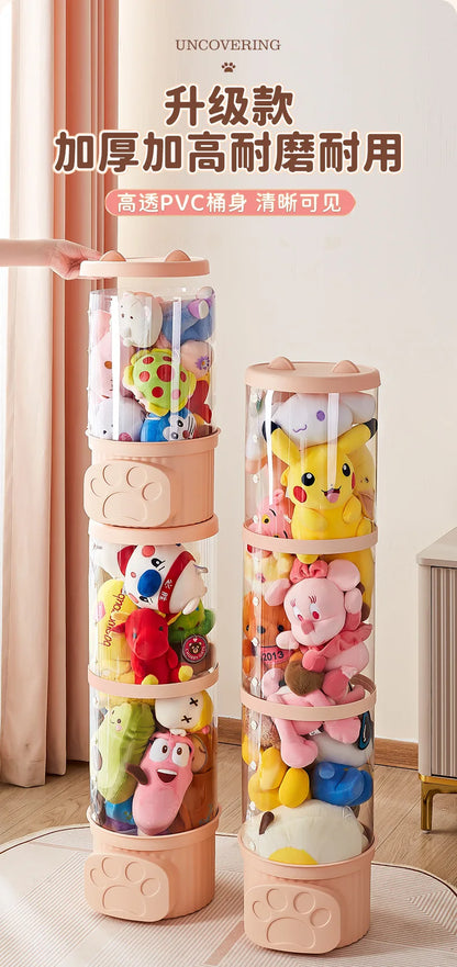 Doll Storage Bucket Transparent Moistureproof Storage Tube for Children's Plush Toys Organizer Home Organization and Storage