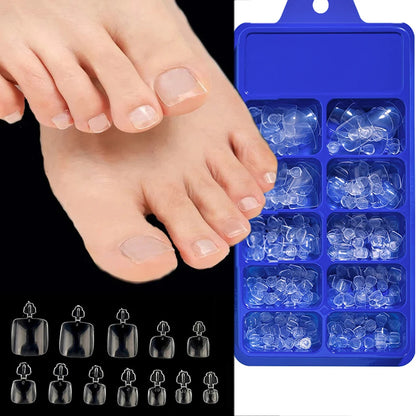 144pcs Short Square False Toe Nails Lake Blue/White/Red/Nude Press on Toenails Glossy Full Cover Toe Nails 100/120pcs Artificial
