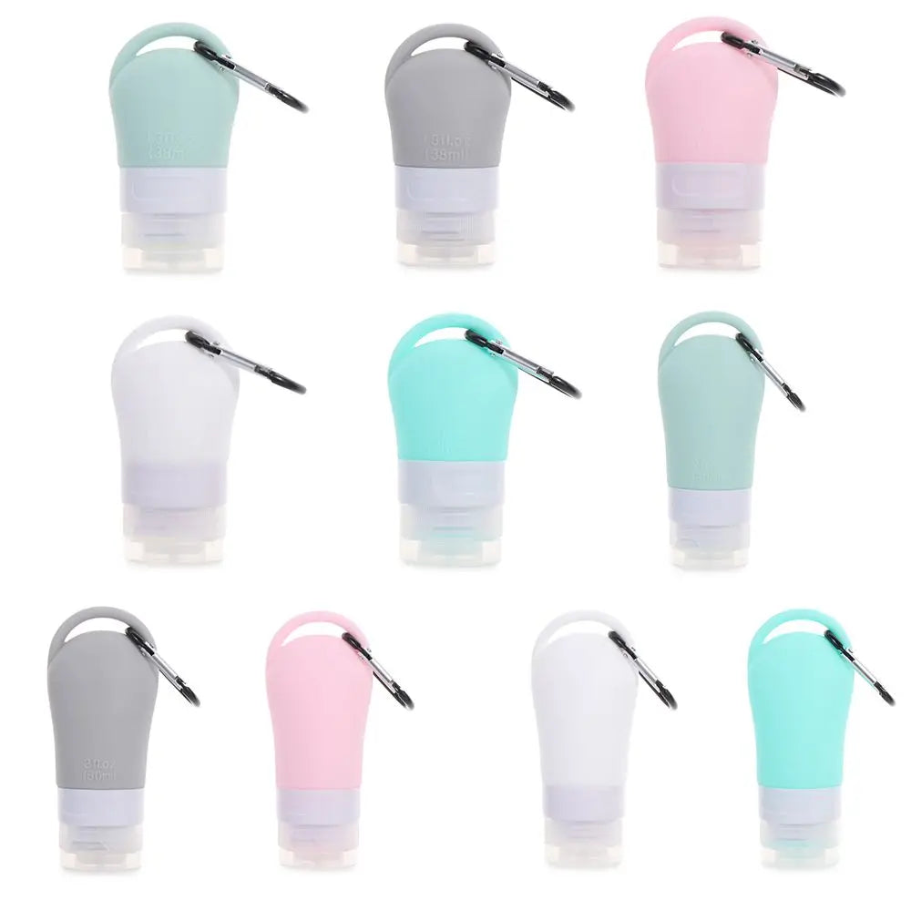Travel Bottle Leakproof Silicone Refillable Squeezable Travel Tube with Keychain Hook for Cosmetic Toiletry Shampoo