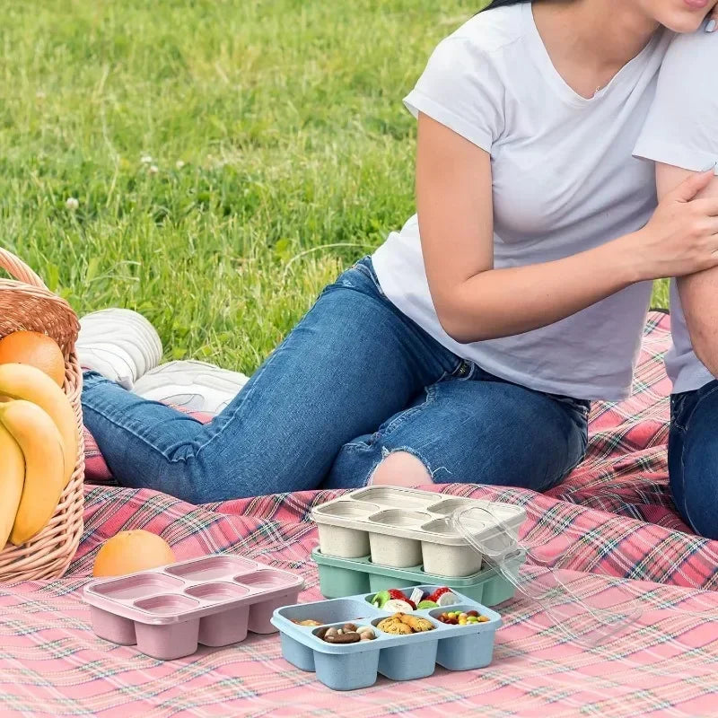 Lunch Box Meal Prep Container for Kids, Reusable Food Storage Snack Containers Stackable for School, Work, and Travel