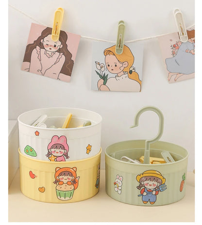 24PCS Laundry Clip Non-slip Windproof Metal Spring Clothes Peg Clothespin Windproof Laundry Clips Drying Racks with Basket