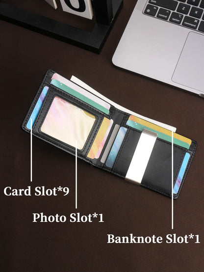 Men's RFID Blocking Card Holder Bifold Wallet With Money Clip Minimalist Pocket Slim Wallet