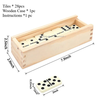 Dominos Set for Adults Dominoes Classic Board Games 28 Tiles with Wood Case Double 6 Dominoes Games for Kids Family Game Nights