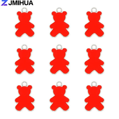 15pcs Enamel Charms Cute Bear Pendants Charms For Jewelry Making Supplies DIY Handmade Earrings Bracelets Findings Accessories