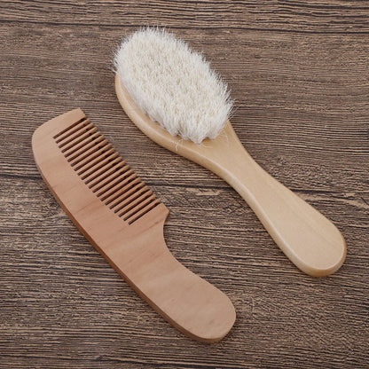 Newborn Baby  Wool Baby Wooden Brush Comb Newborn Hair Brush Infant Head Massager Portable Baby Comb Hair Bath Brush Comb