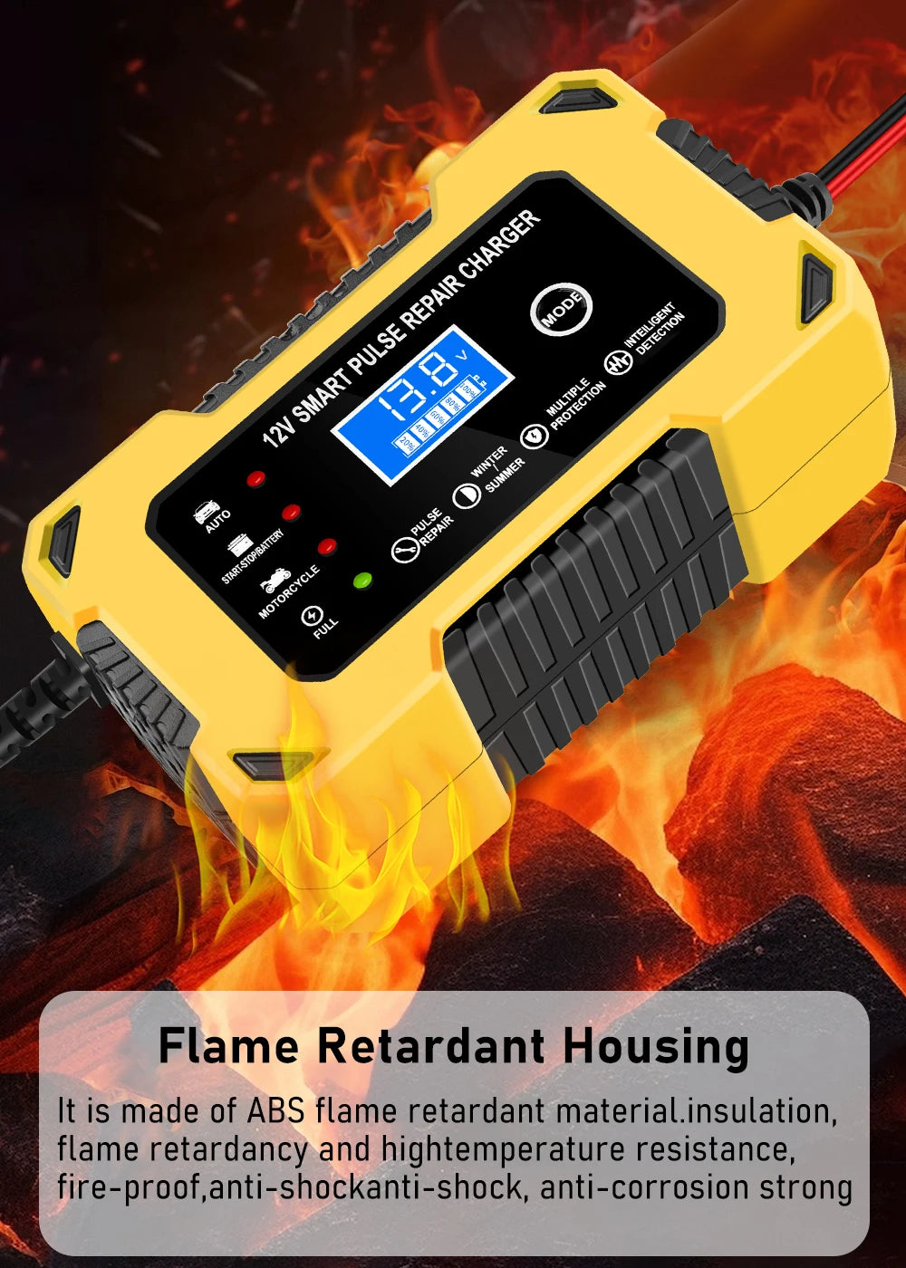 Car Battery Charger, 12V 6A Automatic Intelligent Storage Battery Maintainer Trickle Charger Suitable for Cars, Trucks, Suvs, Mo