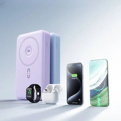 New Portable Magnetic Wireless Power Bank with Built-in Wires, Mini Stand and Fast Charging  External battery for iPhone 16