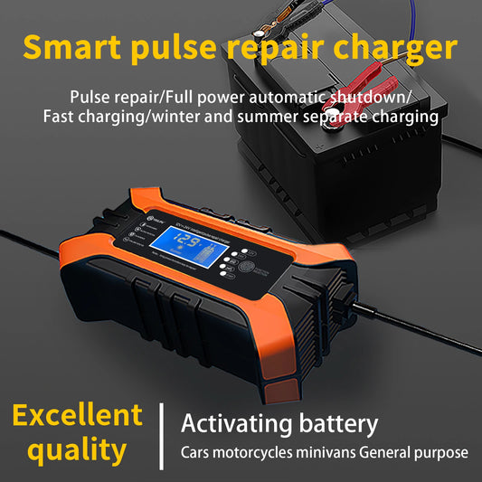 Car Battery Charger 12V 10A 24V 5A Automotive Digital Display Detection Pulse Repair Car Chargers Motorcycle Car Accesorries