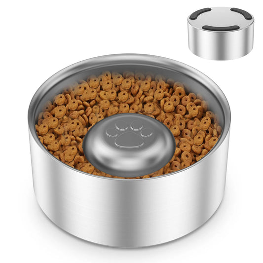 Stainless Steel Dog Slow Eating Bowl 60oz High-Capacity Practical Nonslip Pet Slow Food Bowl Easy To Clean for Home Pet