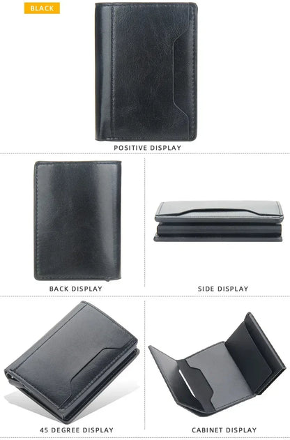 Anti Rfid Blocking Men Card Holder Case Wallets Free Name Customized Small Card Wallets Mini Wallet Qaulity Small Male Purses