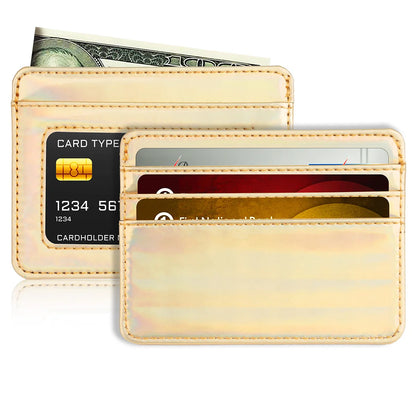 RFID Blocking Credit Card Holder Wallet for Women Men, Slim Minimalist Front Pocket Wallet with Laser Colors