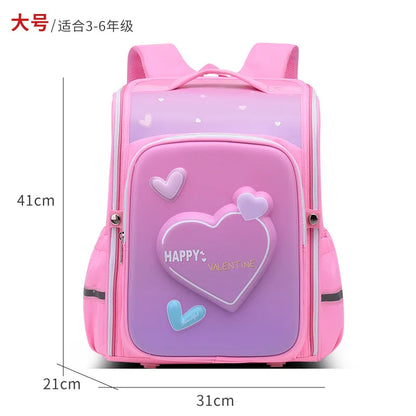 primary school bags for girls cute cartoon love heart pink school backpack student bookbag elementary school kids backpack