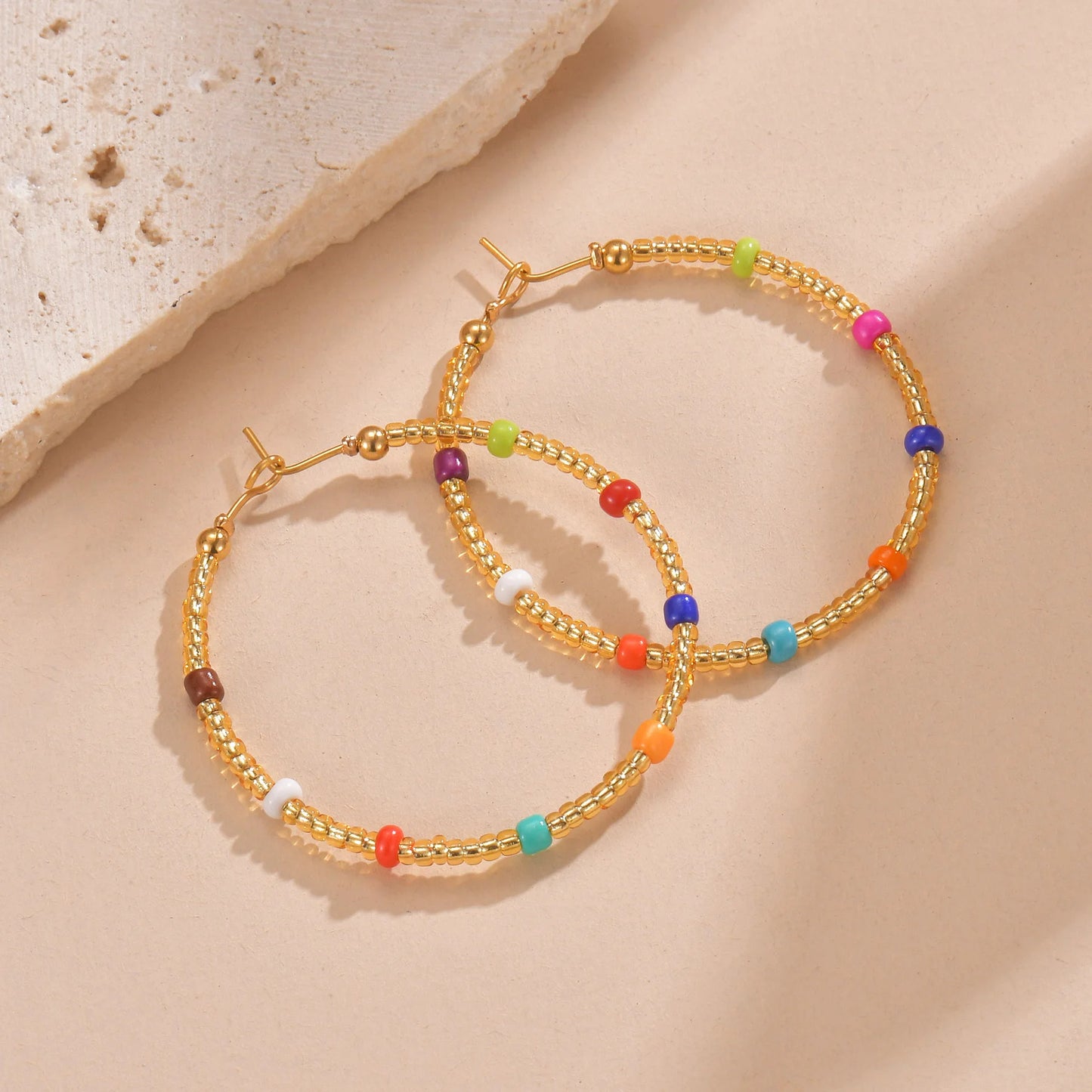 Bohemian Fashion Colored Beaded Earrings Exquisite Round earring For Women Handmade Summer Beach Jewelry Accessories Gifts