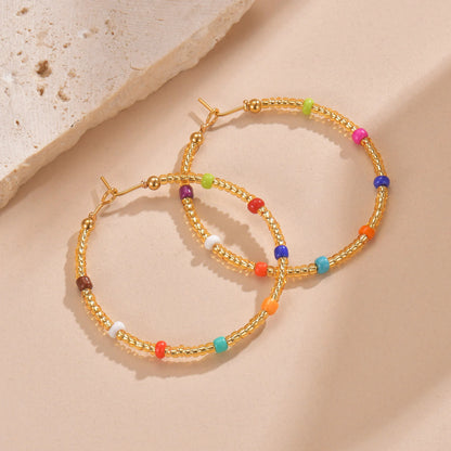 Bohemian Fashion Colored Beaded Earrings Exquisite Round earring For Women Handmade Summer Beach Jewelry Accessories Gifts