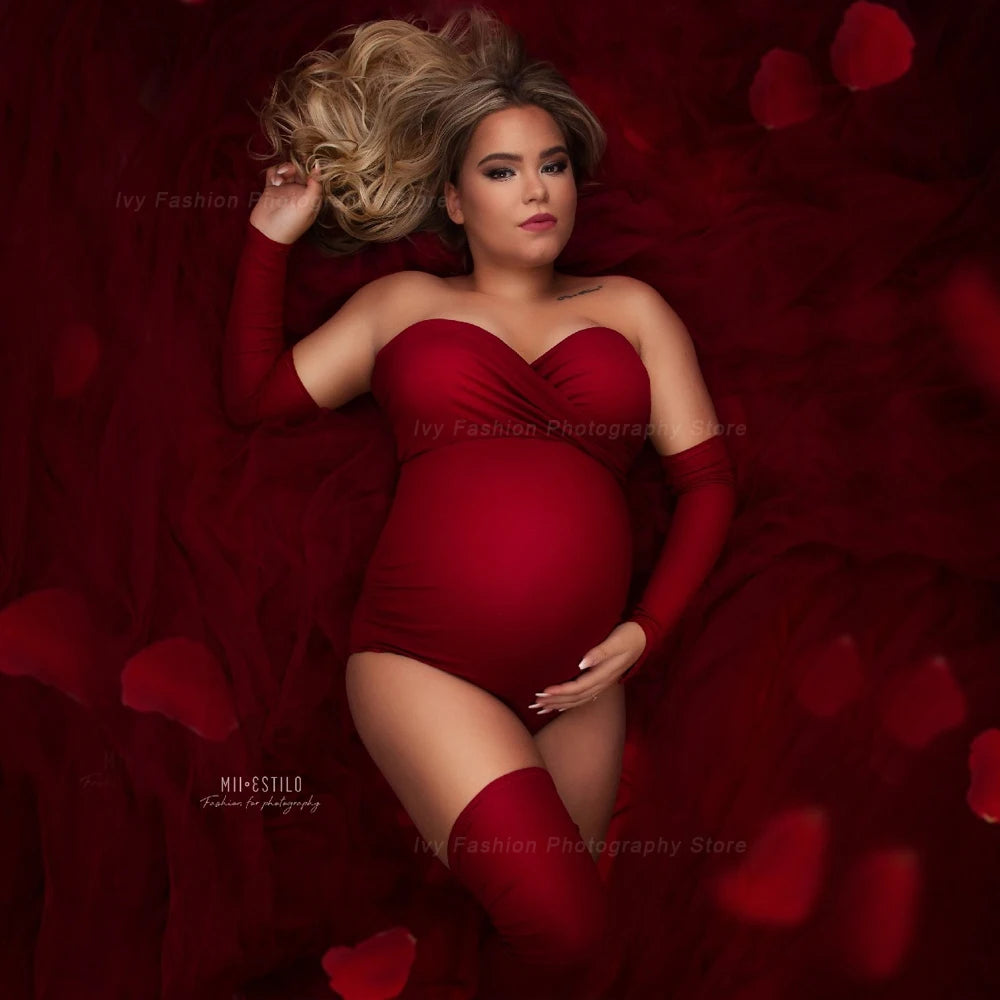 Maternity Photography Props Clothes For Pregnant Women Sexy Bodysuit Strapless Stretchy Fabric Large Size