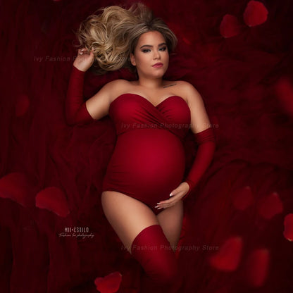 Maternity Photography Props Clothes For Pregnant Women Sexy Bodysuit Strapless Stretchy Fabric Large Size