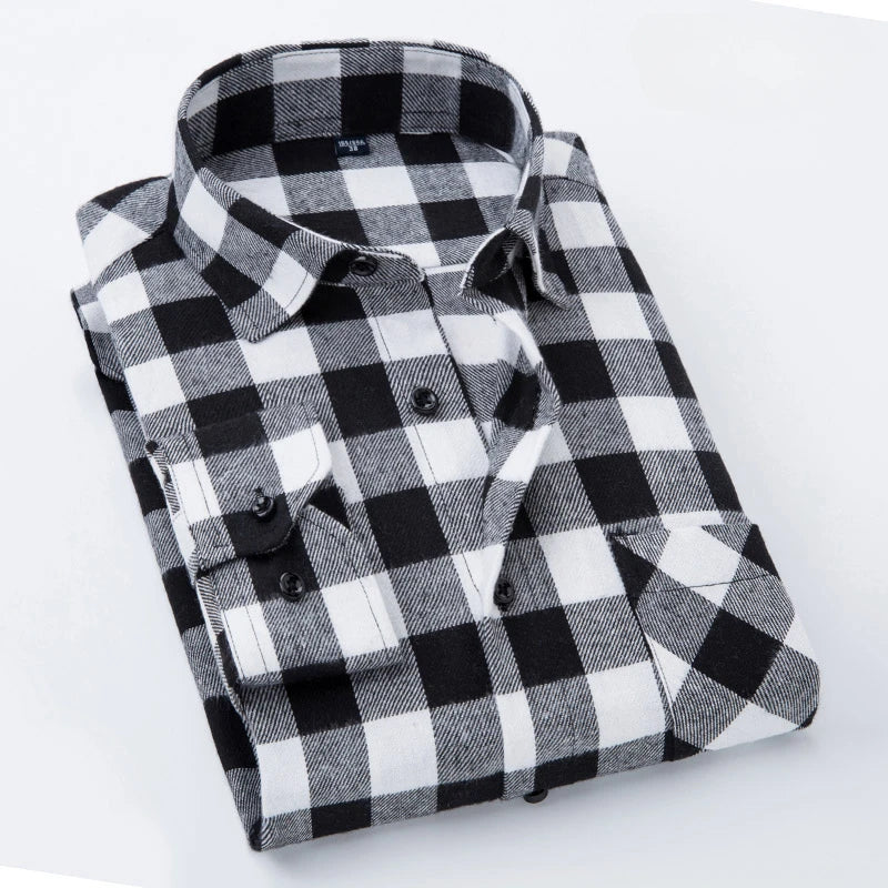 40%cotton fashion korean populasr clothes Casual plaid long-sleeve shirts for men slim fit plain shirt social streetwear tops