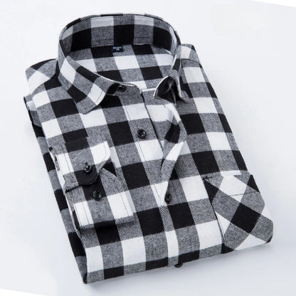 40%cotton fashion korean populasr clothes Casual plaid long-sleeve shirts for men slim fit plain shirt social streetwear tops