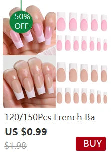 120pcs Pink French Tip Press-On Nails Medium Length Square Shape With Glossy Finish False Nails Full Cover Pre-Shaped Fake Nails