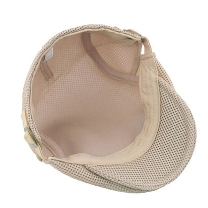 Retro European Men Beret Hat Mesh Breathable Polyester Hollow Washable Men Cap Summer