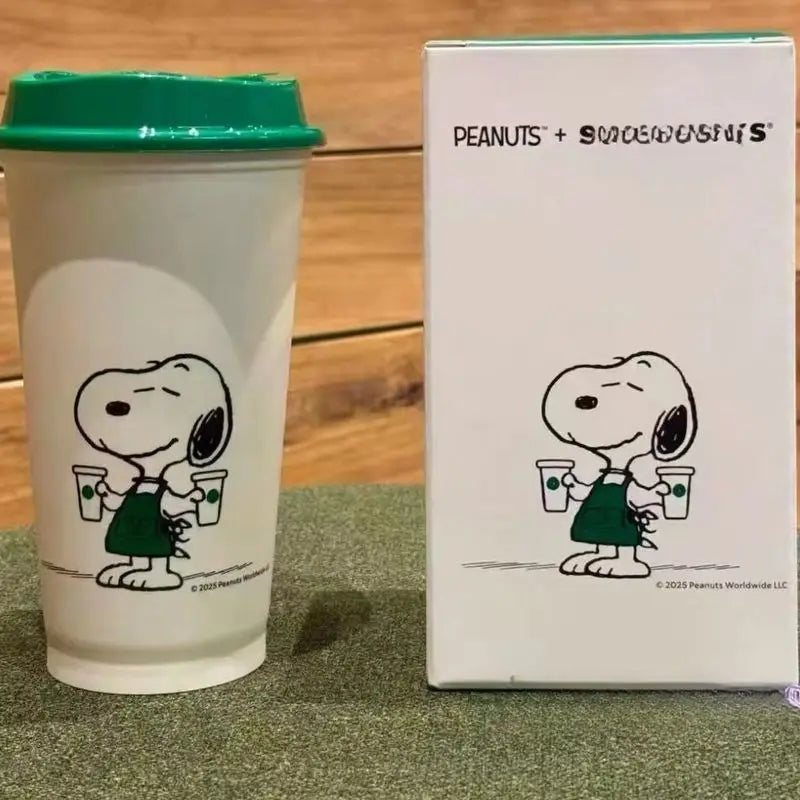 2025 New Snoopy Joint Cup Plastic Straw Cup High Value Cup Summer Casual Pp Coffee Imitation Cups Girl'S Birthday Present
