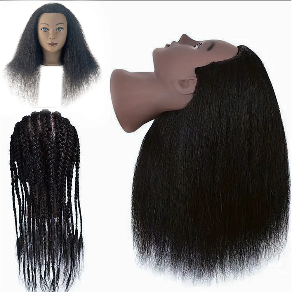 18 Inch Headdoll Mannequin Head 100% Real Human Hair for Cosmetology Manikin Doll Head Hairdresser Hairstylist Training Practice