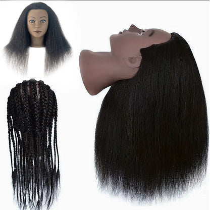 18 Inch Headdoll Mannequin Head 100% Real Human Hair for Cosmetology Manikin Doll Head Hairdresser Hairstylist Training Practice