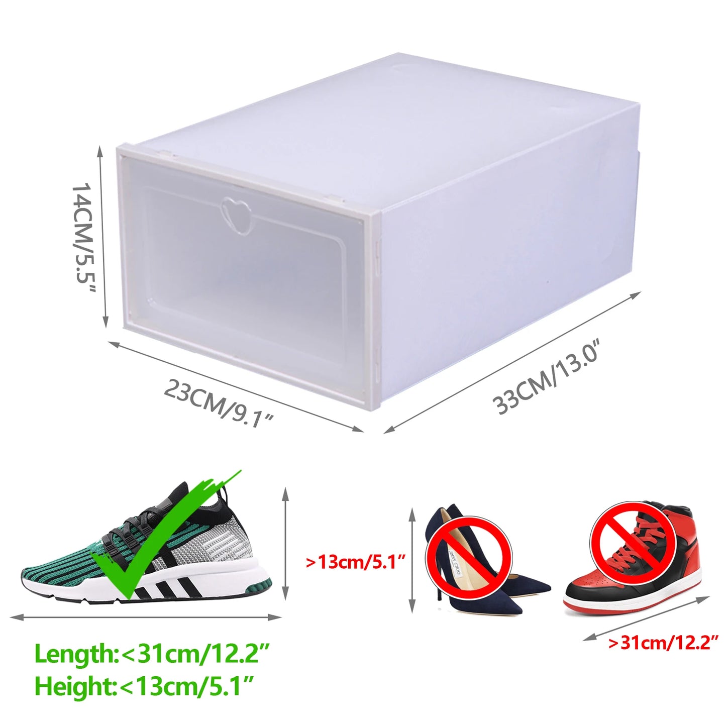 20Pcs Foldable Shoe Storage Boxes with Lids Transparent Stackable Containers Drawer Style PP Plastic Shoe Organizers