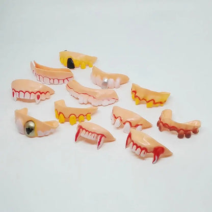 24pcs Halloween Fake Teeth Playthings Horrific Zombie Teeth Funny Party Denture Props Fake Teeth Halloween Ugly Teeth Toys Set