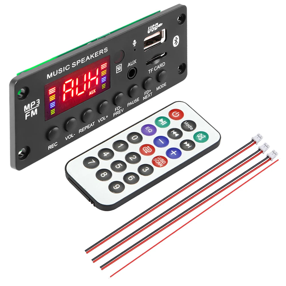 2*25W 50W Amplifier 12V MP3 Player Decoder Board Bluetooth 5.0 Car FM Radio Module TF USB AUX WMA Player Decoder Handsfree