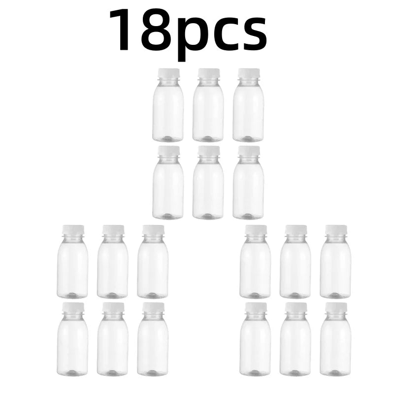 6pcs Small Plastic Bottle 100ml Milk Bottles Small Juice Bottles Leakproof Milk Bottles Portable Beverage Bottles Plastic Water