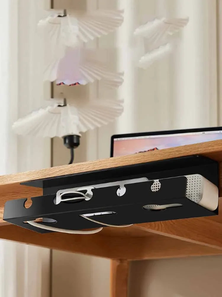 2024 Under Desk Cable Management Cable Tray Under Desk With Clamp Power Strip Cord Holder No Drilling Sturdy Spacious supplies