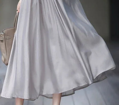 Skirts for Women Silk Clothing Office Satin Long Womens Skirt Maxi Grey with Pocket Formal Trend Korean Style Cheap Summer 2024
