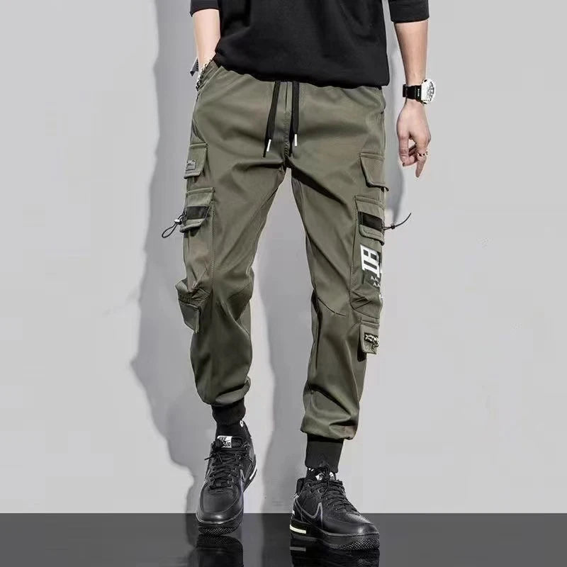 Classic Design Multi Pocket Cargo Pants, Men's Casual Loose Fit Drawstring Cargo Pants/Joggers For Spring Summer Outdoor