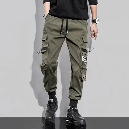 Classic Design Multi Pocket Cargo Pants, Men's Casual Loose Fit Drawstring Cargo Pants/Joggers For Spring Summer Outdoor
