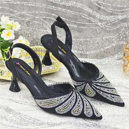 High Quality African Wedding Shoes Summer Sandals for Wedding 2025 Sexy Pumps Rhinestone Fashion Women Wedding Shoes