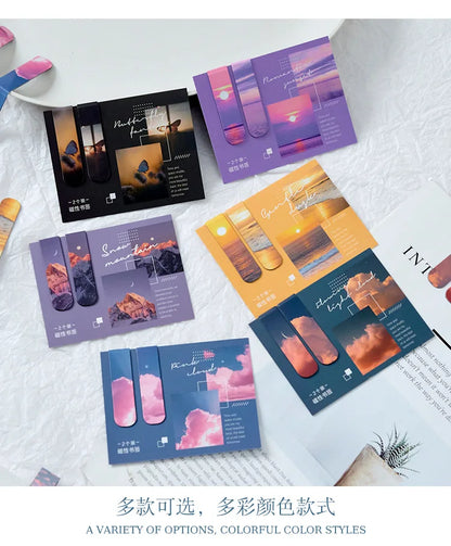 2 pcs Creative scenic magnetic bookmark Student decorative book holder reading accessories Student office Supplies