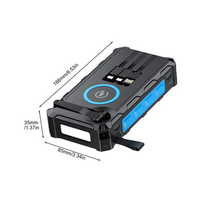 Solar Power Bank Hand-Cranked Battery Bank Charger With LED Light Foldable Powerbank Built-In SOS Alarm Function And Compass For