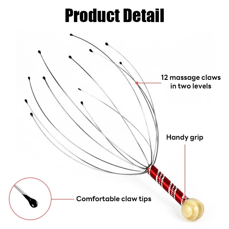 Octopus Head Massager Scratching Scalp Relaxation Relief Increase Blood Circulate Scratcher Relieves Tension Health Care Random