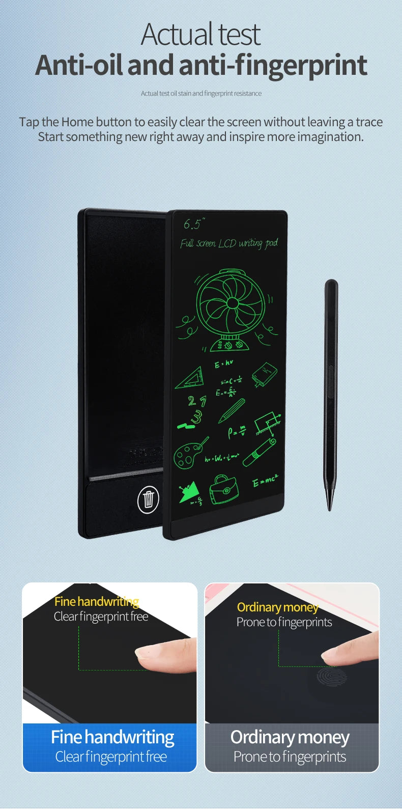 LCD Writing Tablet 6.5 Inch Doodle Board Drawing Tablet for Kids Handwriting Pad Memo Note for Home School Office Gifts