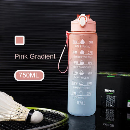 750ML Water Bottle with Straw Motivational Sport Water Bottle for Girls Leakproof Drinking Bottles Outdoor Travel Fitness Jugs