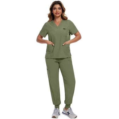 Surgical Scrubs Unisex - Quick-Dry Dental Clinic & ER Workwear Split Set W/Short Sleeve & Anti-Microbial 6 Pockets