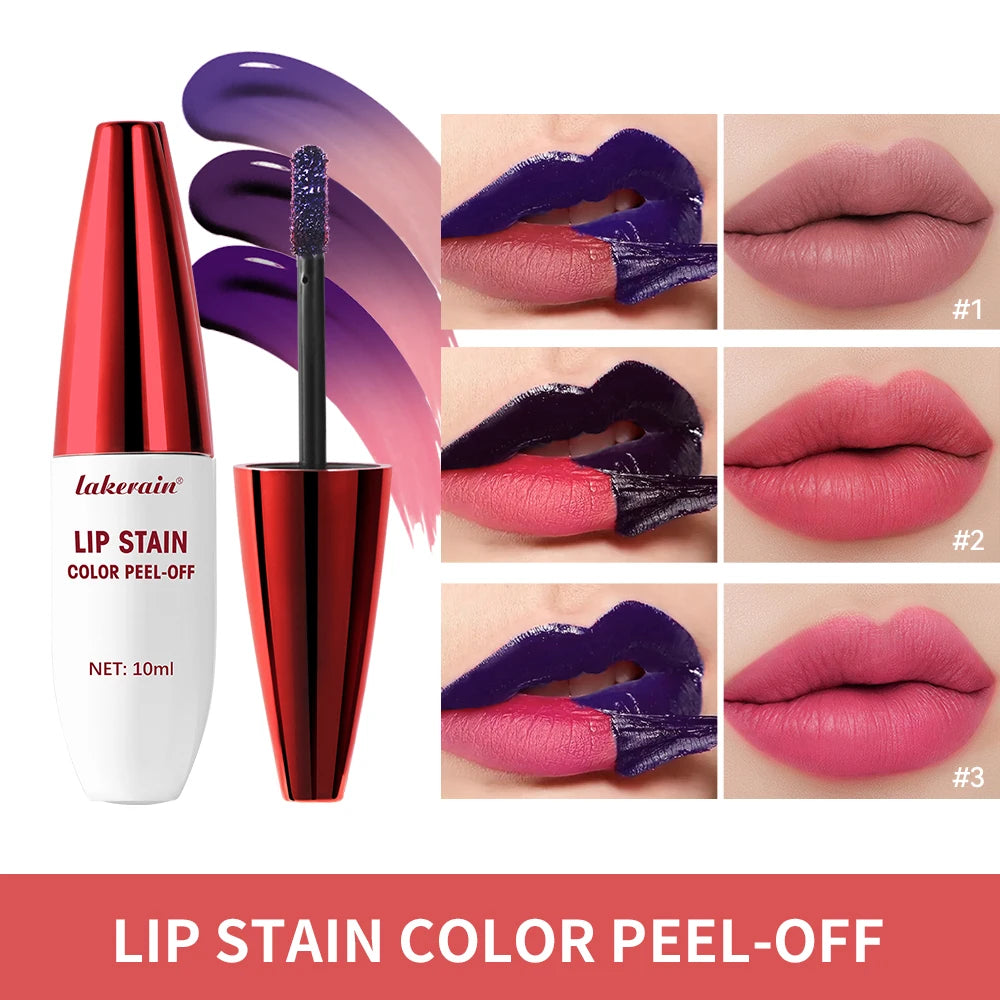3 Colors Waterproof Lip Stain Color Peel-Off, Not Easy to transfer&Non-stick cup