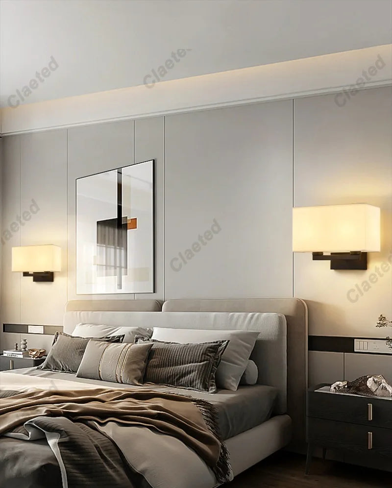 LED Fabric Lampshade E27 Decorative Wall Lamp Indoor Corridor Living Room Bedroom Bedside Wall Lamp Decorative Lighting Fixture