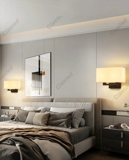 LED Fabric Lampshade E27 Decorative Wall Lamp Indoor Corridor Living Room Bedroom Bedside Wall Lamp Decorative Lighting Fixture