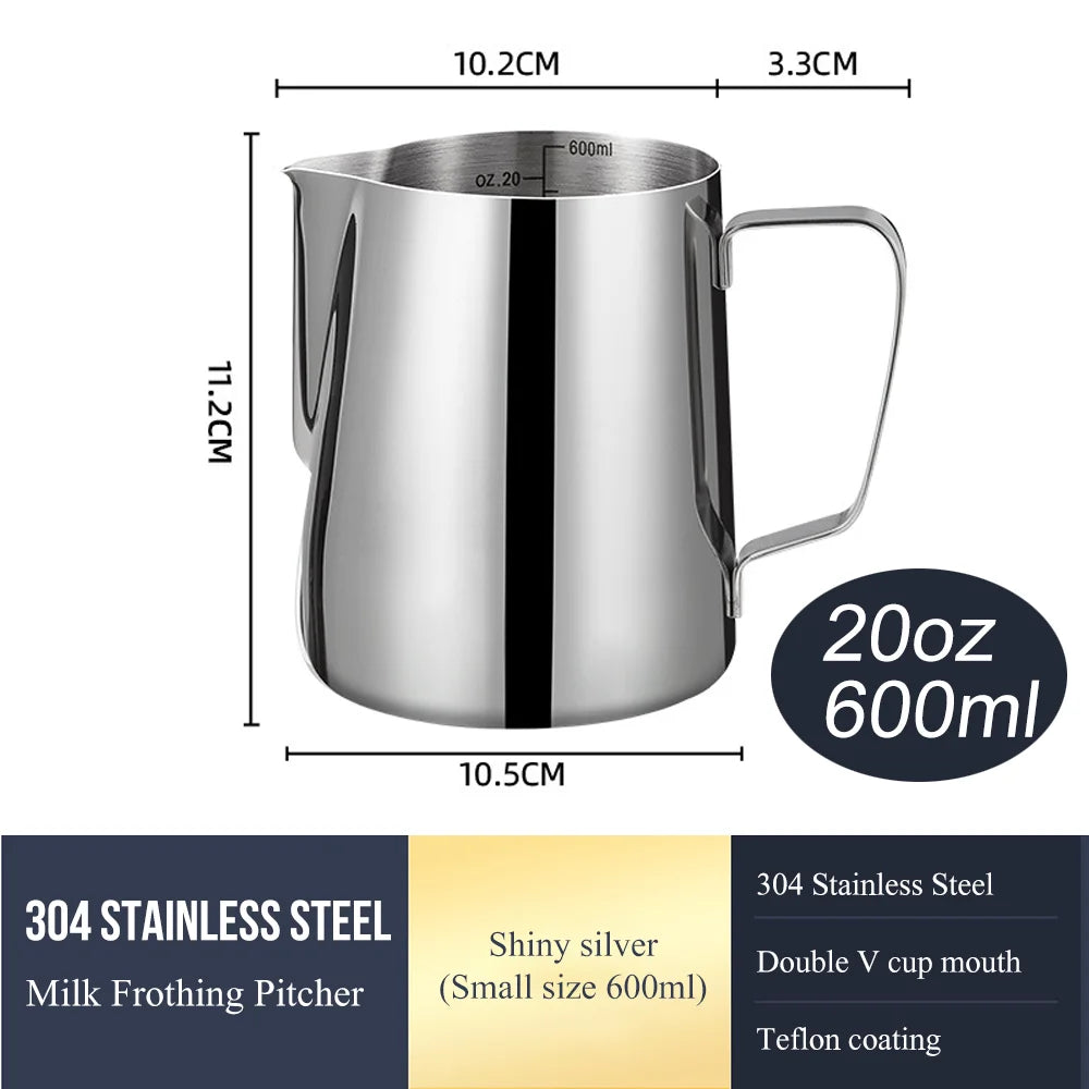 Milk Frothing Pitcher Stainless Steel Jug Milk Frother Steamer Cup for Espresso Latte Art Barista Coffee Accessories Easy Clean