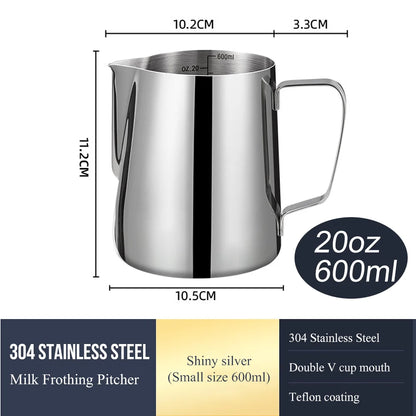 Milk Frothing Pitcher Stainless Steel Jug Milk Frother Steamer Cup for Espresso Latte Art Barista Coffee Accessories Easy Clean